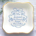 Personalized Ring Dish Engagement Gift, Whimsical Doodle Engaged Ring Holder by Anniversaree