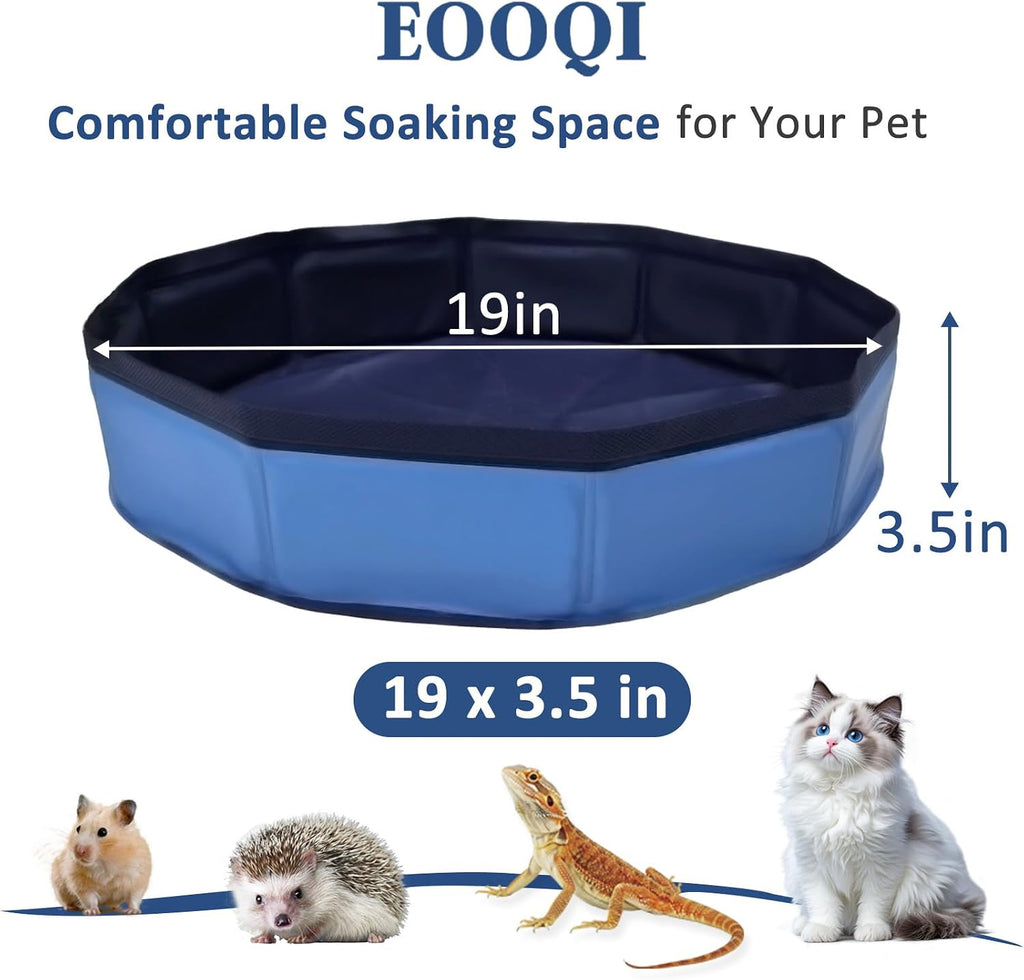 Eooqi Foldable Bearded Dragon Bathtub, Blue 19 x 3.5 in Pet Bath Pool,Collapsible Non-Slip Reptile Water Tub for Small Dogs, Cats & Turtles, Reinforced Bottom for Stability