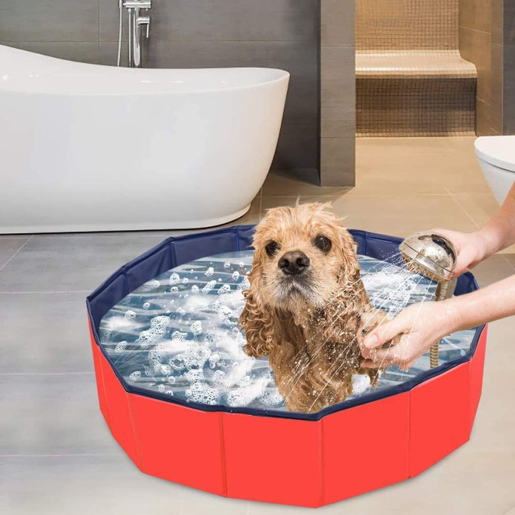 24 x 8 Inch Foldable Dog Pool with Storage Bag, PVC Pet Bath Tub