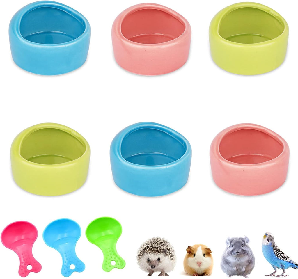6 Pcs Hamster Ceramic Bowl, Food Dish Feeder Prevent