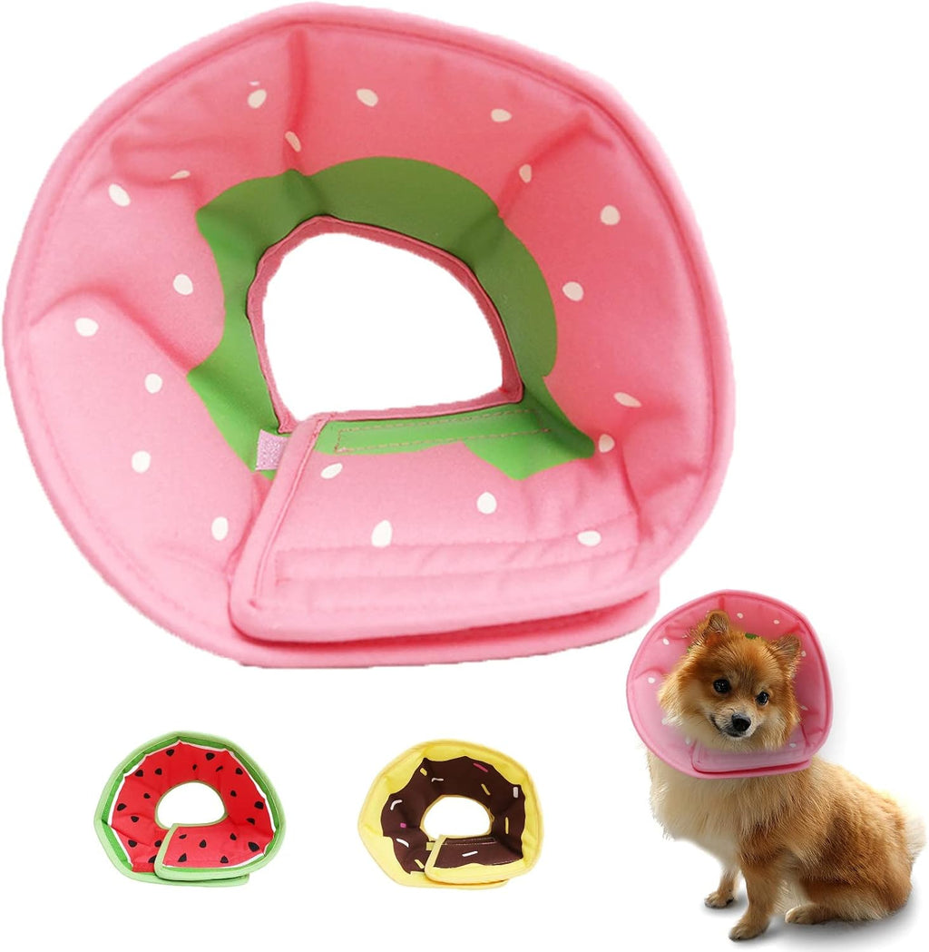 Soft Dog Cone, Lightweight Elizabethan Collar for Dogs, Adjustable Soft Cones for Dogs/Cats to Stop Licking After Surgery, Cute Watermelon Cone of Shame Alternatives for Pets (Small)