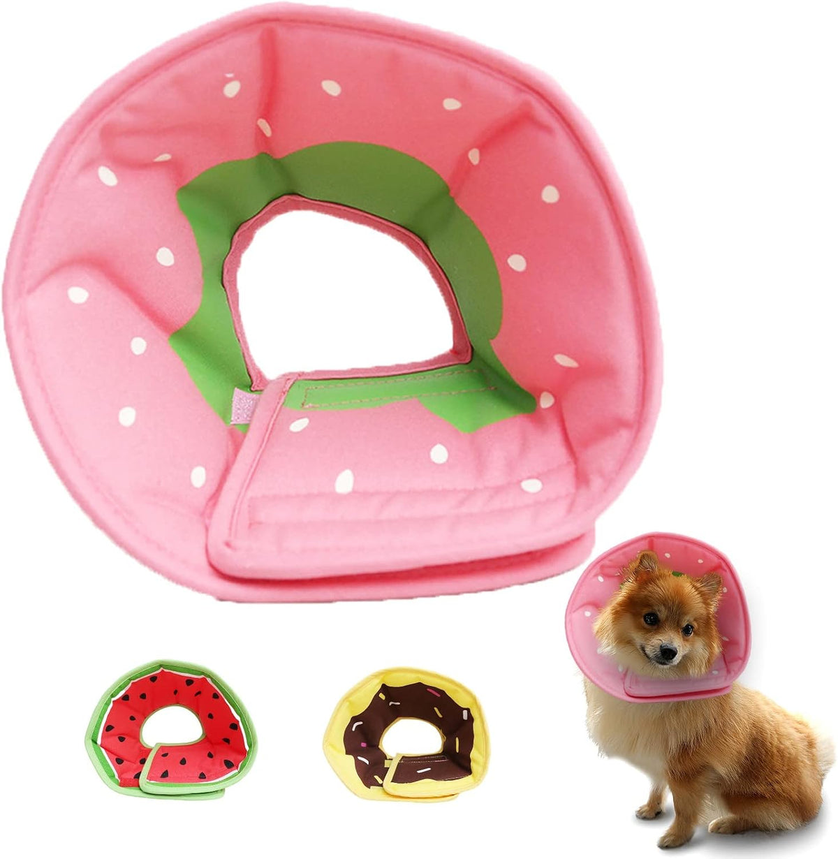 Soft Dog Cone, Lightweight Elizabethan Collar for Dogs, Adjustable Soft Cones for Dogs/Cats to Stop Licking After Surgery, Cute Watermelon Cone of Shame Alternatives for Pets (Small)