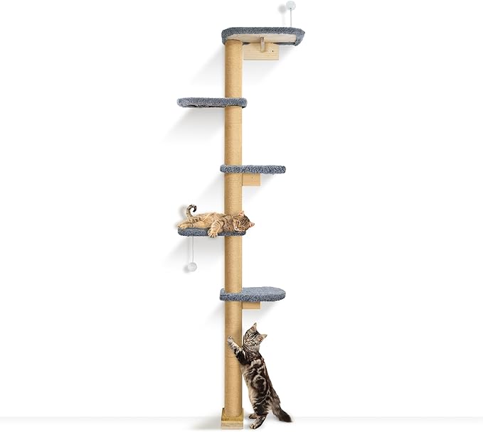 Cat Wall Shelves for Kittens, 83” Floor to Ceiling Cat Tree - Image 9