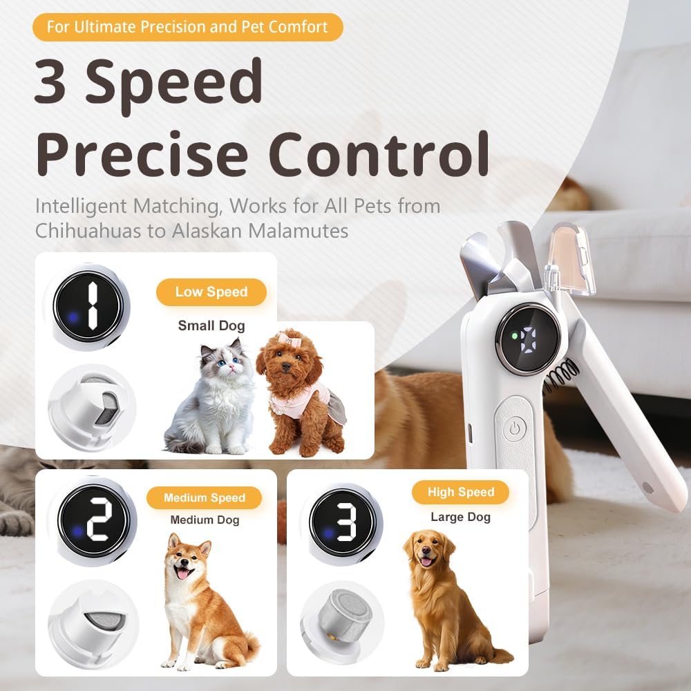 Dog Nail Grinder & Clipper - Rechargeable, Quiet
