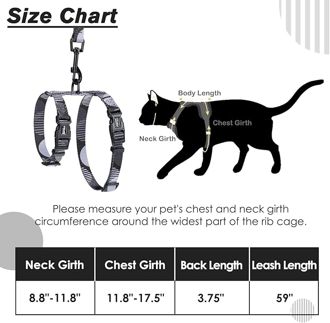 PUPTECK Adjustable Cat Harness and Leash Set Escape Proof Kitten Strap Collar - Image 6