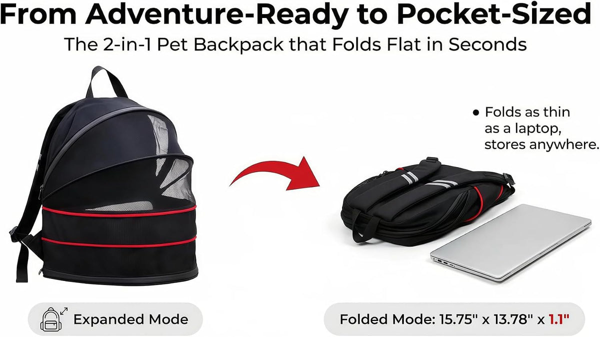Expandable Cat Carrier Backpack, 2-in-1 Pet Tent for Cats & Small Dogs