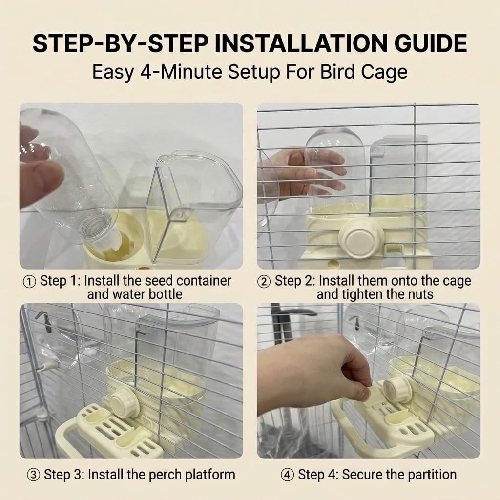 Spill-Proof 2-In-1 Bird Feeder & Gravity Waterer With Dry/Wet Divider