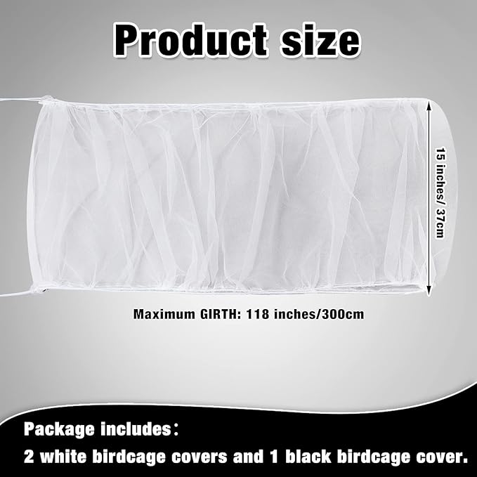 3 Pieces Large Adjustable Bird Cage Cover Seed Feather Catcher Birdcage Nylon - Image 2