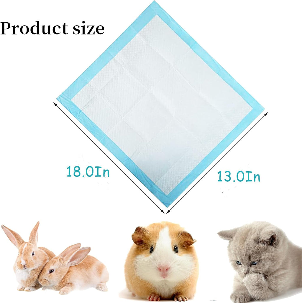 100 Pcs Disposable Rabbit Pee Pads,Small Animal Potty Training Pads Guinea Pig Cage Liners Leak-Proof Super Absorbent with Quick-Dry Surface Small Pet for Kitten Hedgehog Hamster Chinchilla