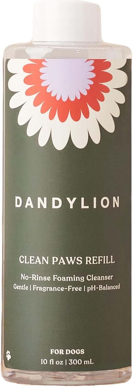Dandylion Clean Paws Value Set | No-Rinse Foaming Dog Paw Cleaner with Built-in Brush + Refill | Fragrance-Free, pH-Balanced | Suitable for All Breeds & Sizes