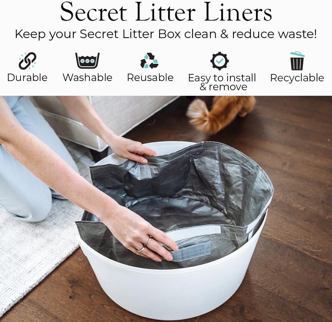 Reusable Litter Box Liners by Bundle & Bliss, 3-Pack - Easy to Clean, Non-Slip Litter Liners For Secret Litter Box - Durable Design, Waterproof, Scoop & Scratch-Resistant, Leak Proof, Machine-Washable