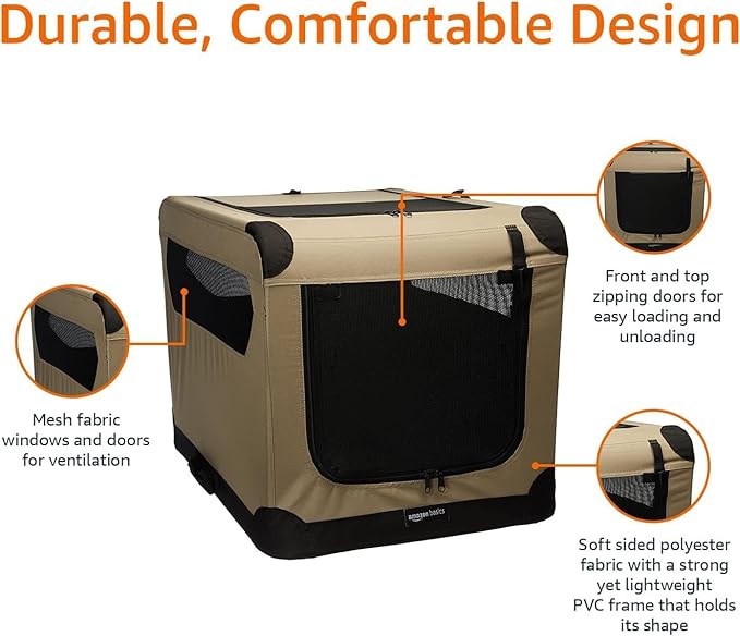 Amazon Basics Portable Folding Soft Dog Crate, Double Door, Collapsible Travel - Image 5