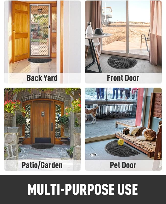 tchdio Door Mat Outdoor Indoor Entrance Doormat-Semicircular Durable Rubber Non - Image 7