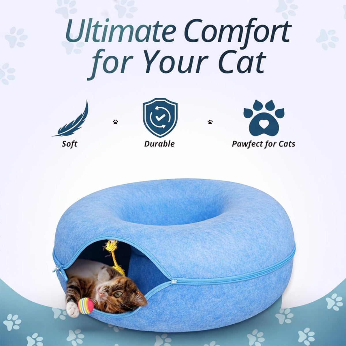 Peekaboo Cat Cave Large Cat Bed, Donut Scratcher Cat Bed for Indoor Cats