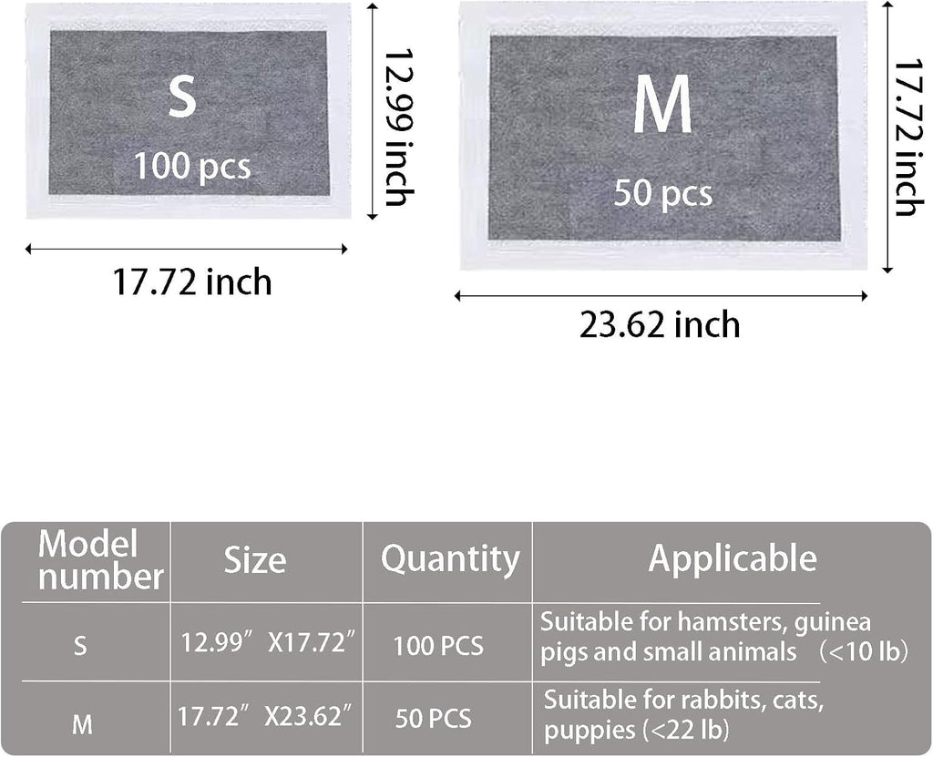 50 Pcs Rabbit Pee Pads，17.7"x23.6" Guinea Pig Cage Liners