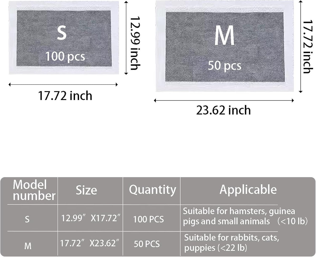 50 Pcs Rabbit Pee Pads，17.7"x23.6" Guinea Pig Cage Liners
