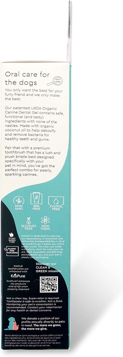 RADIUS Canine Oral Care Kit, Includes 1 Pet Toothbrush, 1 Critter Case, and 0.8 oz Canine Pet Toothpaste, Firm Bristle & Non Toxic Toothpaste for Dogs