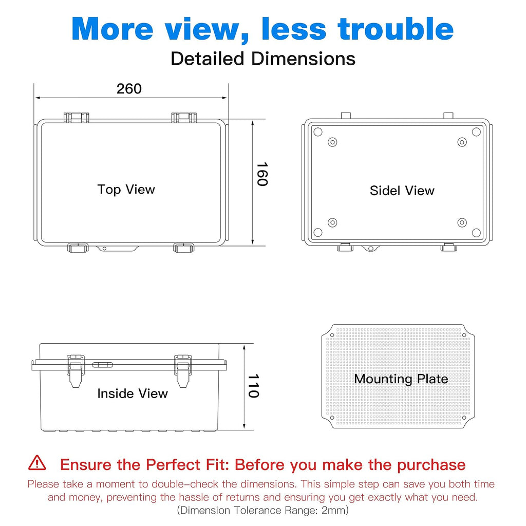 Junction Box Waterproof Outdoor Electrical Box IP67 ABS Project Enclosure
