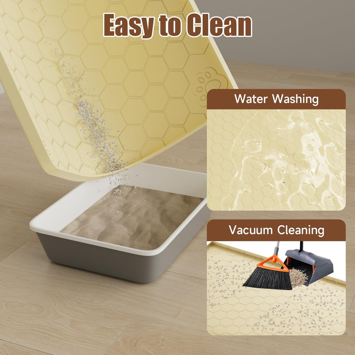 Cat Mat for Litter Box, 40" X 28" Large Silicone Cat Litter Trapping Mat