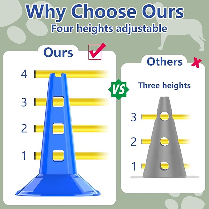 Dog Agility Hurdle Cone Set, Adjustable Height Dog Agility Course - Image 2