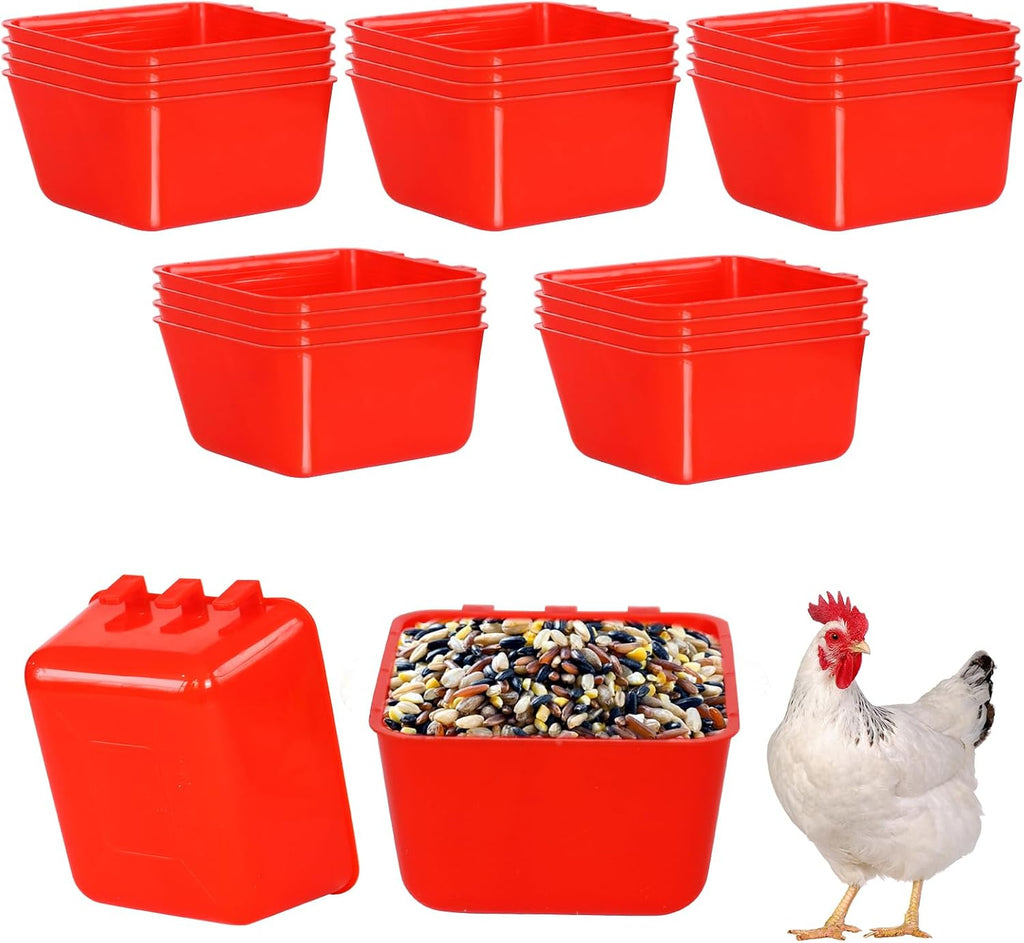 20 Pcs Bird Cage Cups Chicken Waterer Feeder Bird Water Dispenser Hanging Quail Waterer Pigeon Feeder for Pigeon Quail Parakeets Rabbit Poultry (Green)