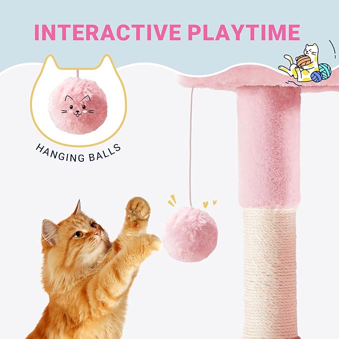 Allewie 29 Inches Cat Tree Tower/Plush Perches Platform/Condo/House/Sisal - Image 5