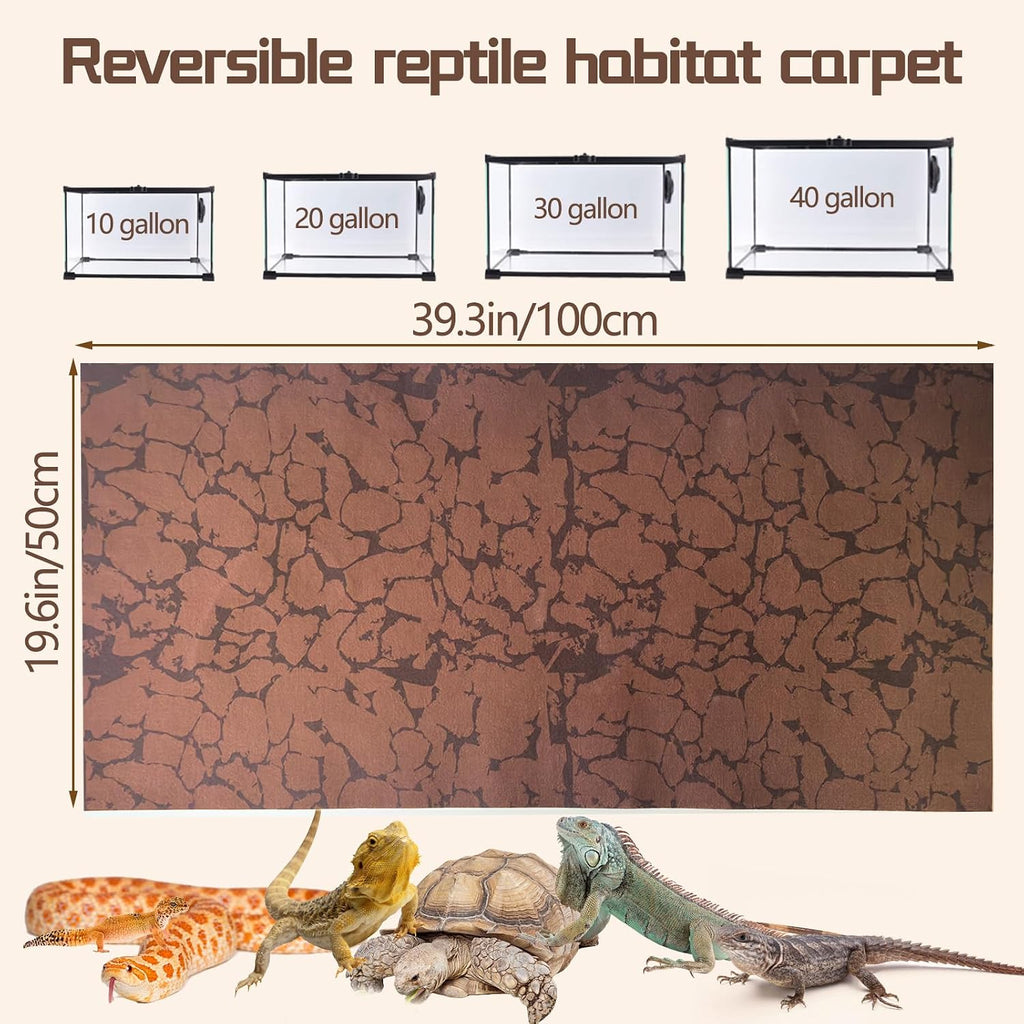 BNOSDM 2 PCS Reptile Carpet Mat Terrarium Liner Bedding Reptile Cage Mat Supplies for Tortoise Lizard Leopard Gecko Snake Chameleon 39.4" x 19.7"