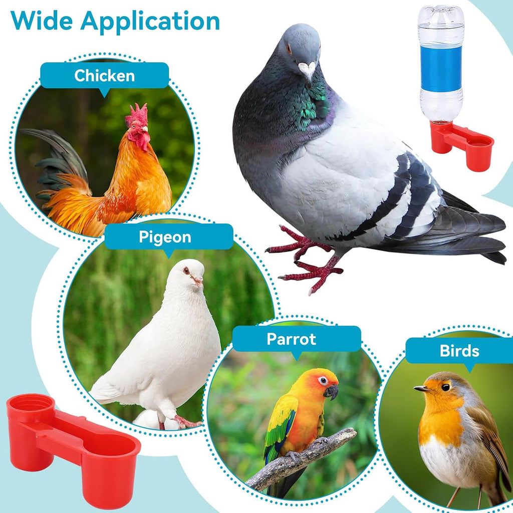 20PCS Bird Drinker Feeder Cup, PVC Soda Pop Water Bottle Cup, Bird Water Dispenser Parrot Water Dispenser Pigeon Water Bottle Feeder for Pigeons Parrot Chicken, 4 X 1.5 X 1.7in