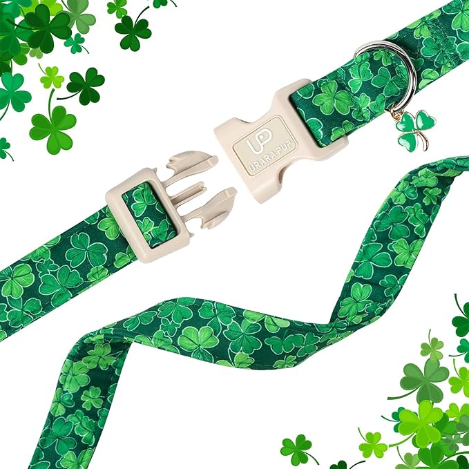St. Patrick's Day Dog Collar, UP URARA PUP Shamrock Adjustable Pet Collar - Image 4