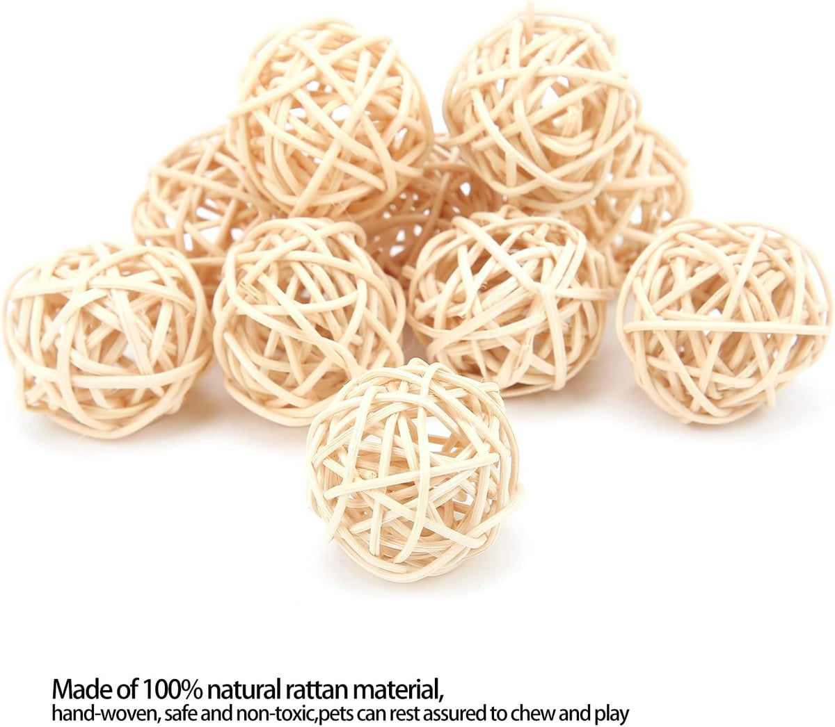 10Pcs Rattan Balls, Sepak Takraw Rattan and Harmless Parrot Small Animal Chew Toy for Parrot