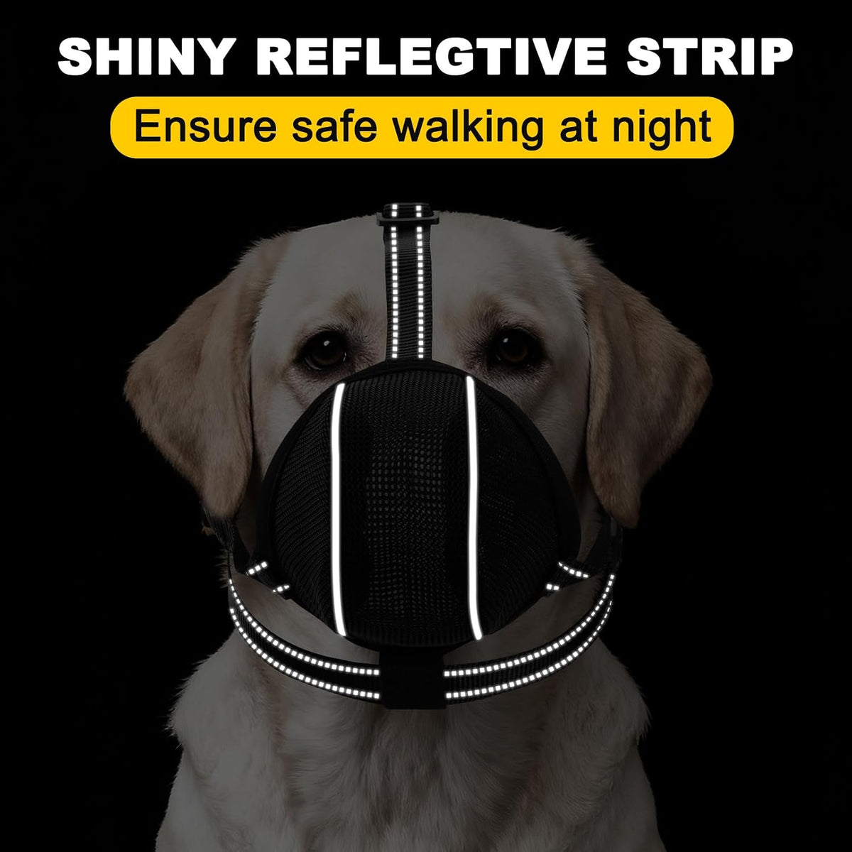 Dog Muzzle, Breathable Mesh Muzzle for Small Medium Large Sized Dogs, Adjustable Soft Muzzles to Prevent Chewing, Biting & Scavenging, Training and Walking Allows Panting Drinking (L)
