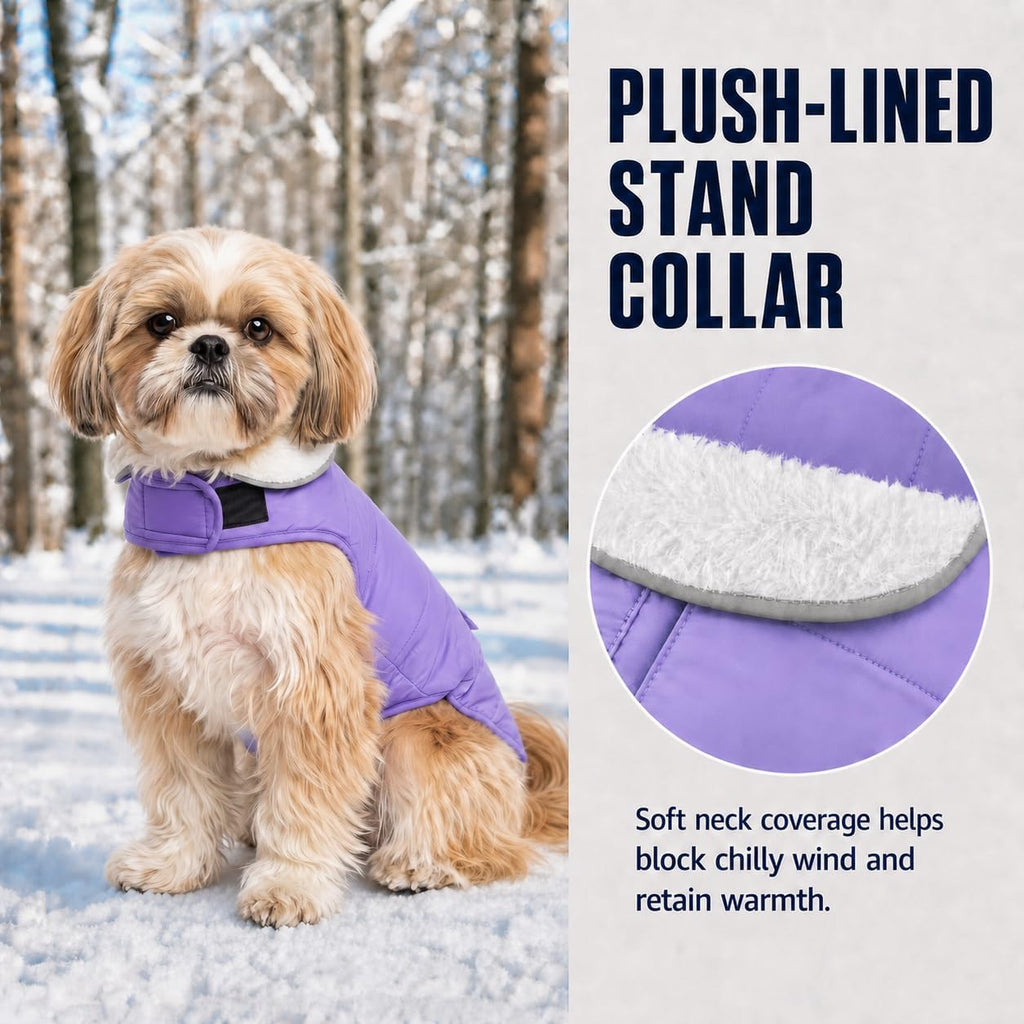 M Dog Winter Coat for Small Medium Dogs Easy On/Off Velcro Dog Snow Jacket