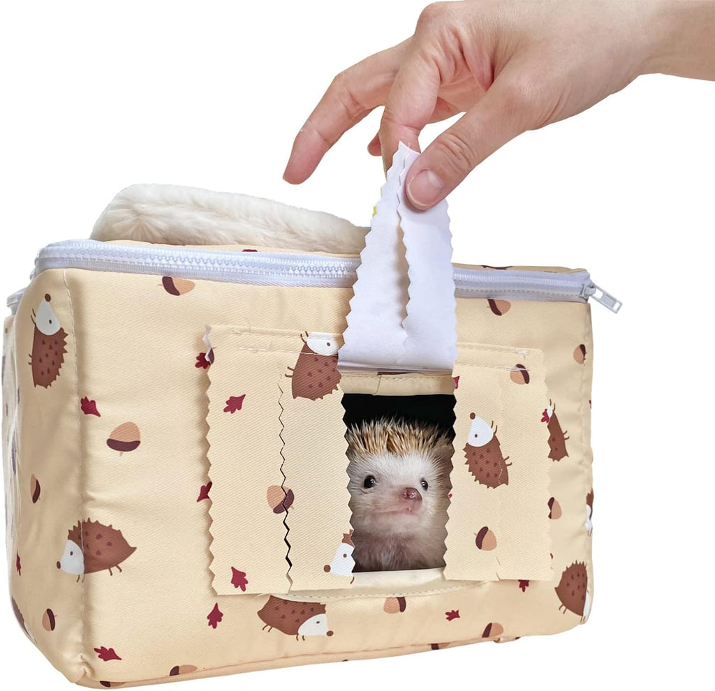 Handmade Portable Sleeping Bag Pouch House Hideout Cave Habitat for Hedgehog Bed Guinea Pig Ferret Squirrel Small Animal Bed Nest House Cage Forest Hidey Curtain (Green)