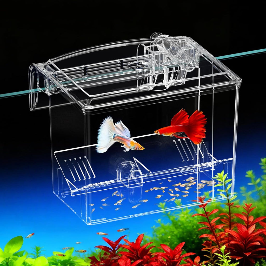 Acrylic Fish Breeder Box,Multifunction Aquarium Isolation Box,Separator Hatchery Incubator Tank for Guppy, Betta, Clownfish, Baby & Injured Fish,Aquarium Bio Filter Material Box,Clear Water