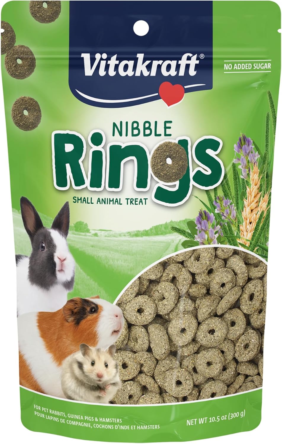 Vitakraft Nibble Rings Tiny Animal Treat, 10.6oz Healthy Crunchy Snack for Rabbit, Guinea Pig, Hamsters & Other Pets, Wholesome Wheat & Alfalfa, Added Vitamins & No Artificial Flavors (Pack of 600)