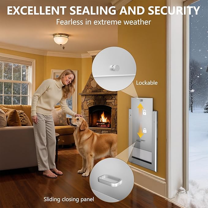 Ownpets Aluminum Dog Door for Wall and Door, Double Flap Energy Efficient - Image 4