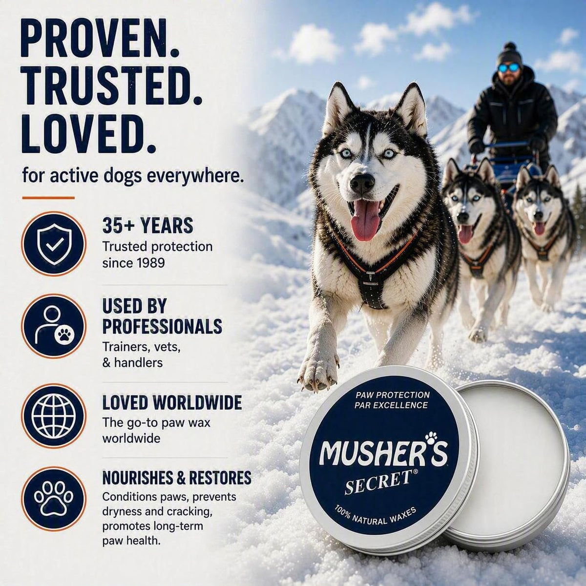 Musher's Secret All-Natural Dog Paw Balm, All-Season Paw Protector, 60 gr