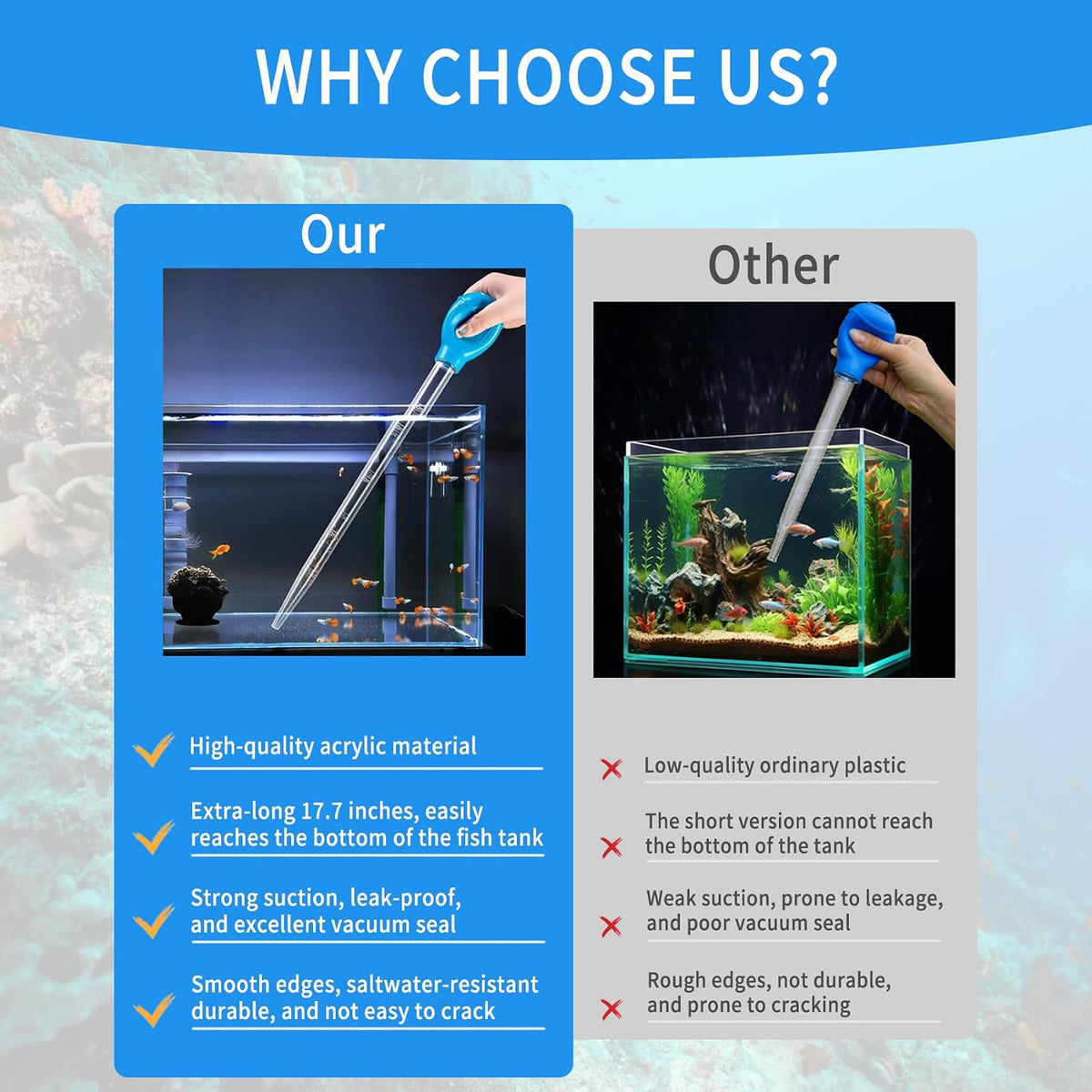 2 Pcs Aquarium Coral Feeder with 2 Pcs Stainless Steel Feeding Long Tweezers Syringe Spot Coral Feeder Reptile Feeding Tools for Aquatic Plant Reef Anemones Lionfish (Blue, Silvery)