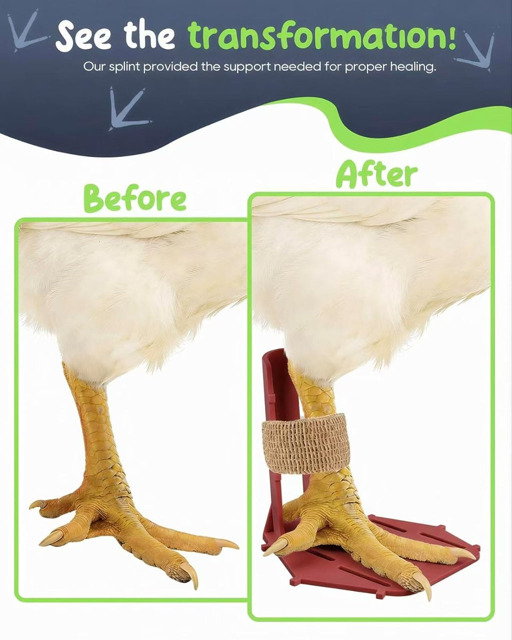 DKP 8 Pack Red Chicken Leg Splint with 4-Size
