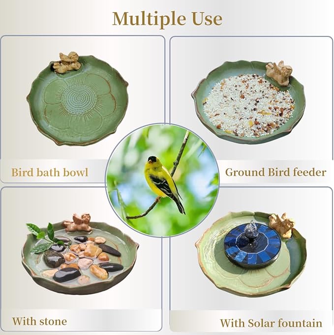 Ceramic Ground Bird Bath Bowl for Outside, BirdBath Bowl Only, Ground Bird - Image 5
