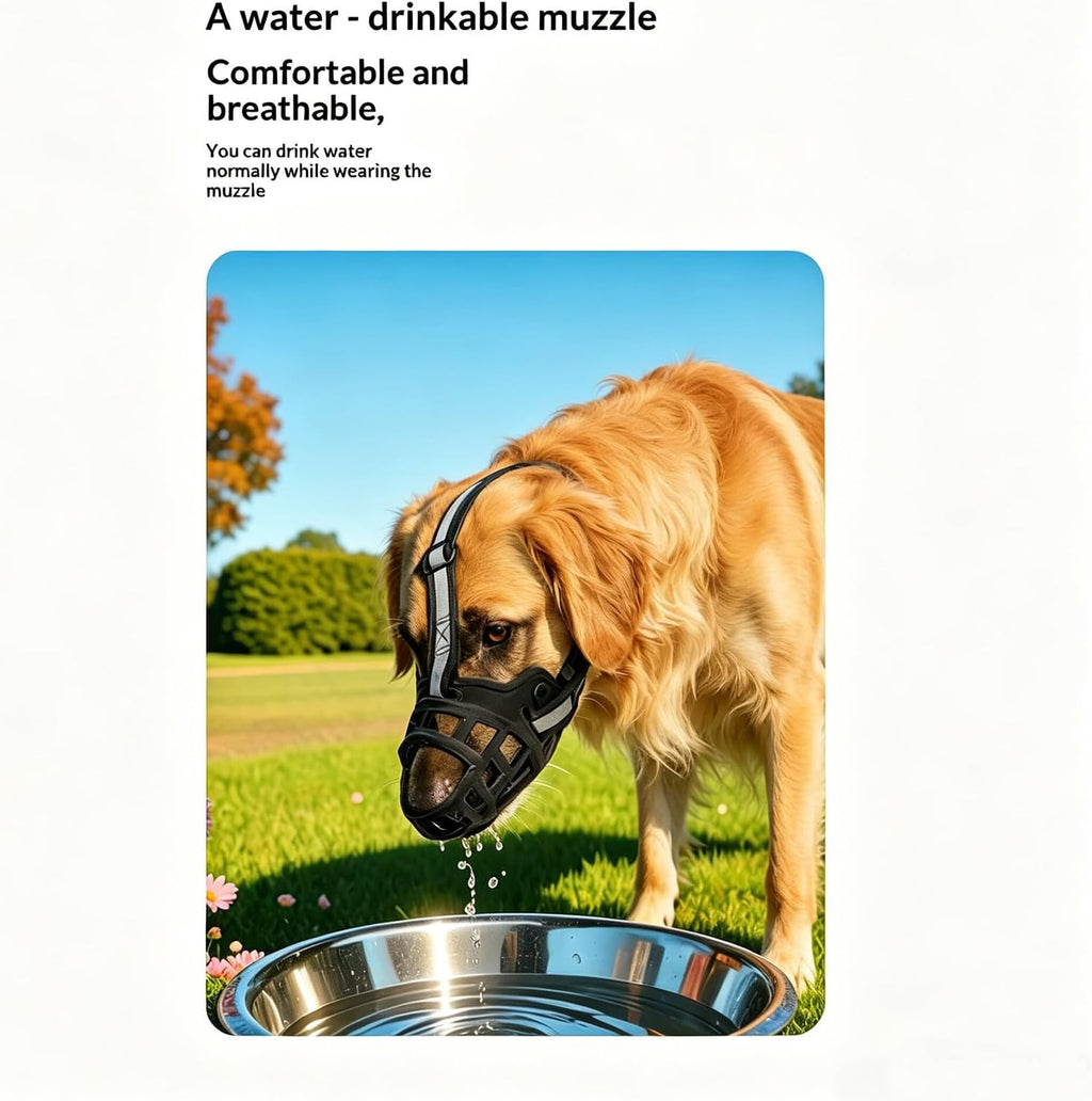 Dog Muzzle, Breathable Basket-Style Anti-bite Muzzle (XL, Black)