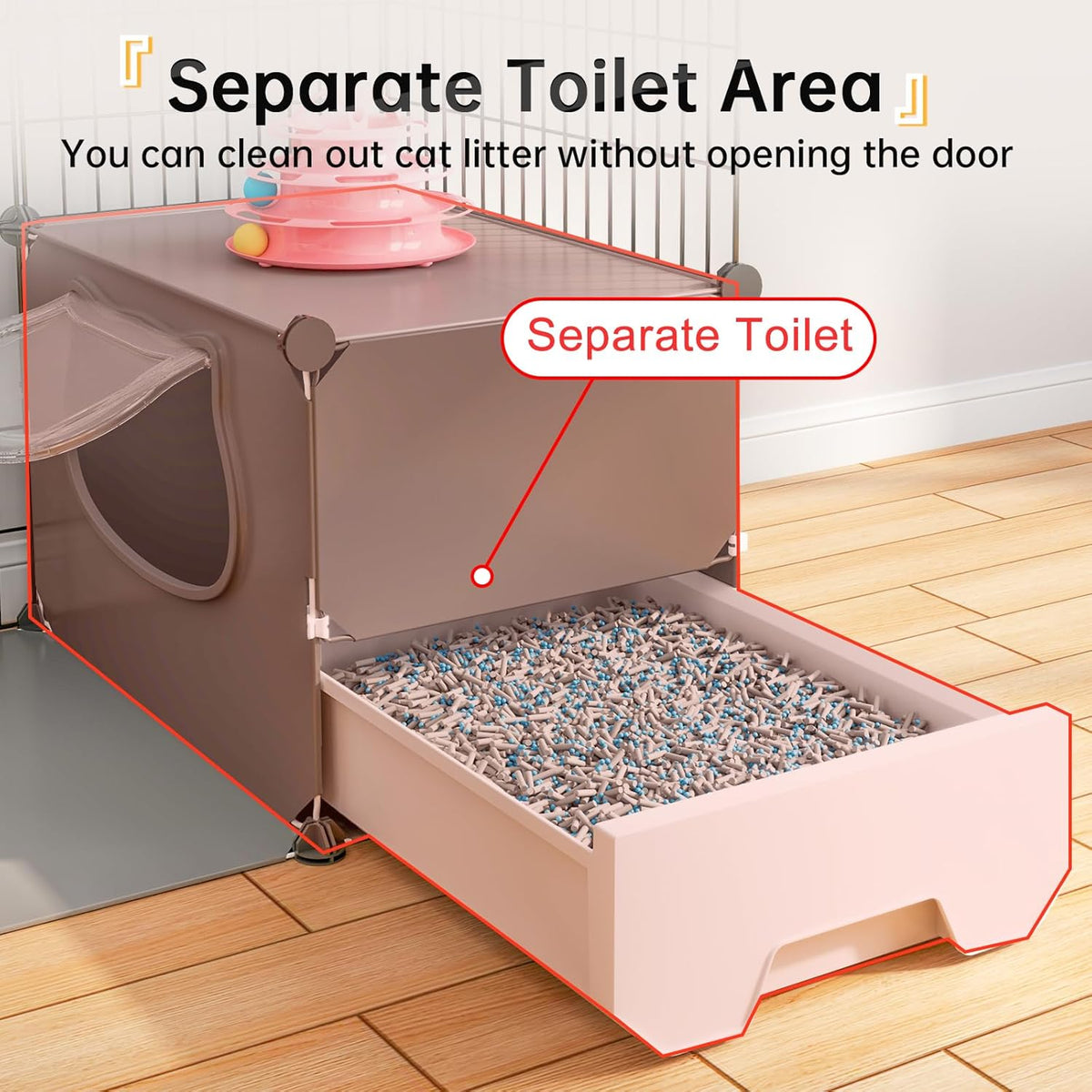 Oneluck Large Cat Cage with Litter Box, 4-Tier DIY Enclosures Detachable Metal Wire Kennel Indoor Crate Large Exercise Place Ideal for 1-2 Cats (41.3" L x 17.8" W x 55.1" H)