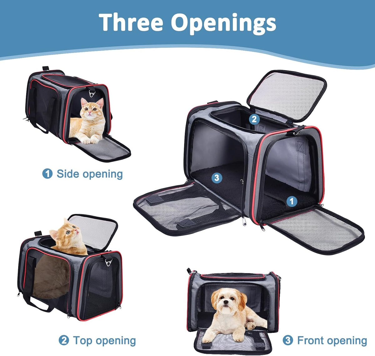 Soft-Sided Kennel Pet Carrier, Airline Approved Travel Handbag