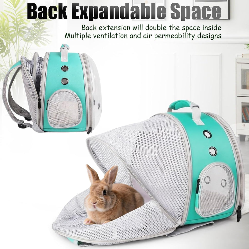 Back Expandable Backpack for Small Animals, Portable Travel Bag Breathable Pet Carrier Cages for Bunny, Guinea Pig, Bearded Dragon, Lizard, Rabbit, Squirrel, Tortoise, Kitten, Sugar Glider