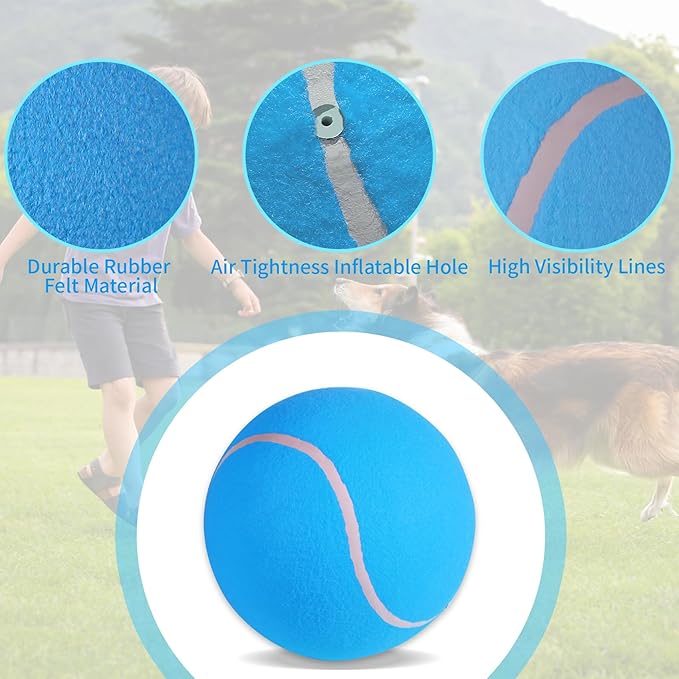 susu & wuwu Giant Tennis Ball for Dogs Yellow Big Tennis Ball for Dog Birthday - Image 3