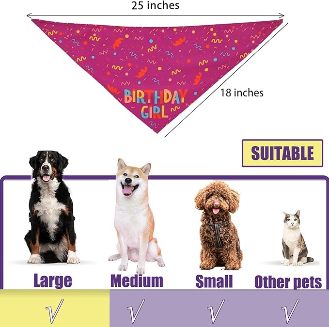 Dog Birthday Party Supplies Dog Birthday Girl Bandanas Party Pet Supplies - Image 5