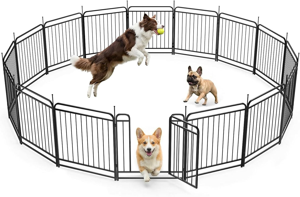 Fldofaves 8-Panel Dog Playpen Outdoor, 32" Height Metal Outdoor Dog Fence with gate for Large Medium Dogs, Secure Enclosure with Ground Stakes for Yard Lawn Camping