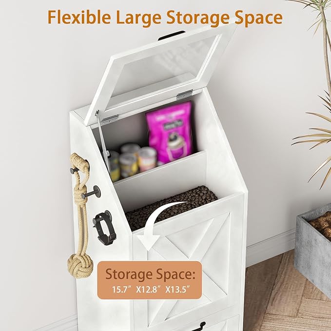 Dog Feeding Station with Storage Cabinet and 2 Elevated Dog Bowls, Hidden Pet - Image 7