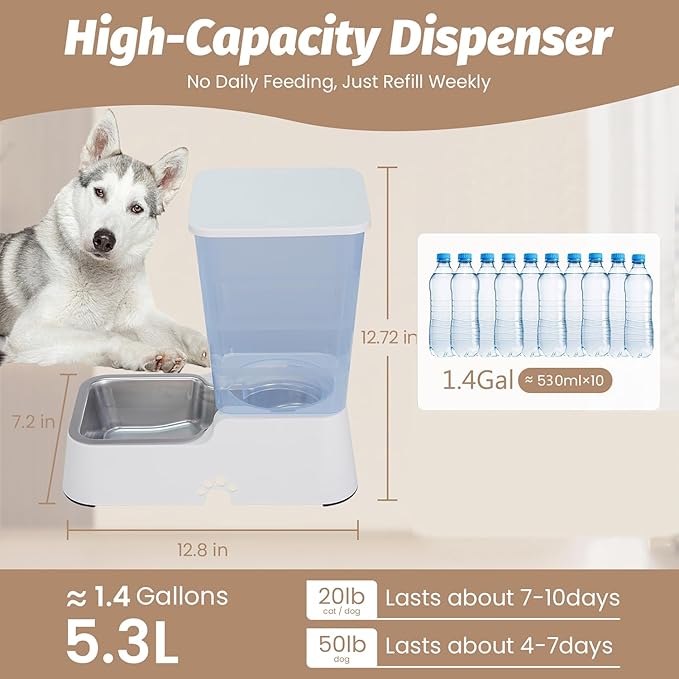 Automatic 5.4L/1.4Gal Pet Waterer, Pet Automatic Dog Water Dispenser Gravity - Image 5