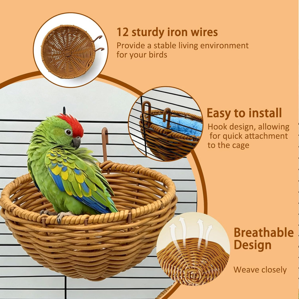 Rattan Bird Nest for Cage，2PCS Hanging Parrot Breeding Nesting House
